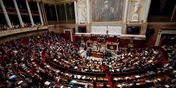 A general view shows the hemicycle as French Prime Minister Edouard Philippe delivers his second general policy speech at the National Assembly in Paris, France,  June 12, 2019.  REUTERS/Philippe Wojazer - RC1792824F80