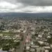 This areal view taken on October 5, 2018 shows the city of Buea, the capital of Cameroon's majority English-speaking southwest region, on October 05, 2018.  / AFP PHOTO / FLORIAN PLAUCHEUR
