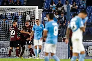 Salernitana’s Boulaye Dia jubilates after scoring the 1-3 goal during the Italian Serie A soccer match SS Lazio vs US Salernitana at Olimpico stadium in Rome, Italy, 30 October 2022. ANSA/ANGELO CARCONI