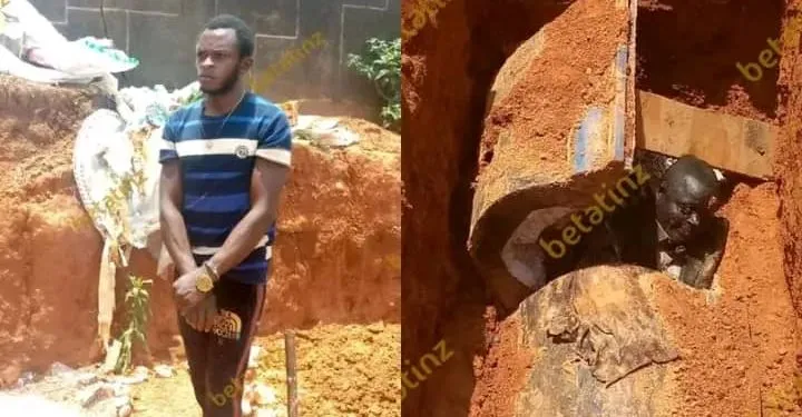 man digs our remains Cameroon
