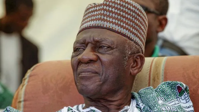 FILE - Then Social Democratic Front presidential candidate, Ni John Fru Ndi, attends an election campaign rally in Yaounde, Cameroon, Oct. 7. 2011. Fru Ndi, died from a prolonged illness late Monday June 12, 2023 , said a statement from the Social Democratic Front. He died in his residence in Yaounde and his body has been taken to the morgue. Ni John Fru Ndi was 81.(AP Photo/Sunday Alamba, file)
