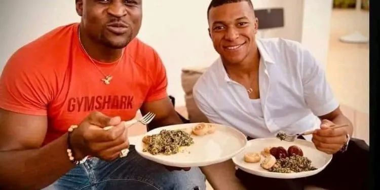 Francis Ngannou eats Ndole with Kylian Mbappe during first visit to Cameroon