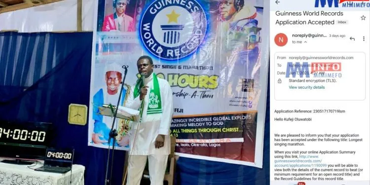 Nigerian Man sets out to break GWR for Longest hours singing