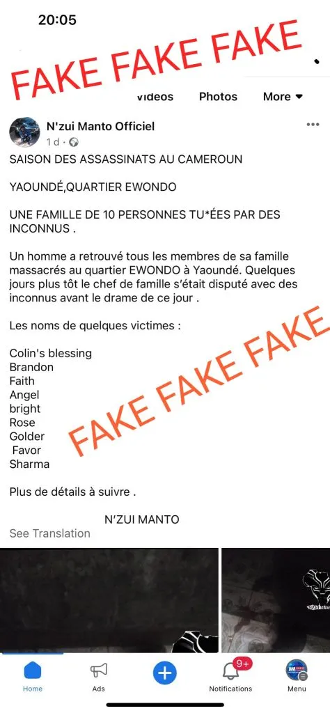 fake news on Ewondo village