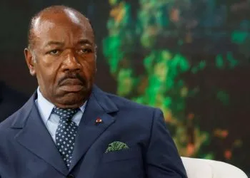 Gabon's President Ali Bongo looks on during the One Forest Summit at the Presidential Palace in Libreville on March 2, 2023. (Photo by LUDOVIC MARIN / AFP)