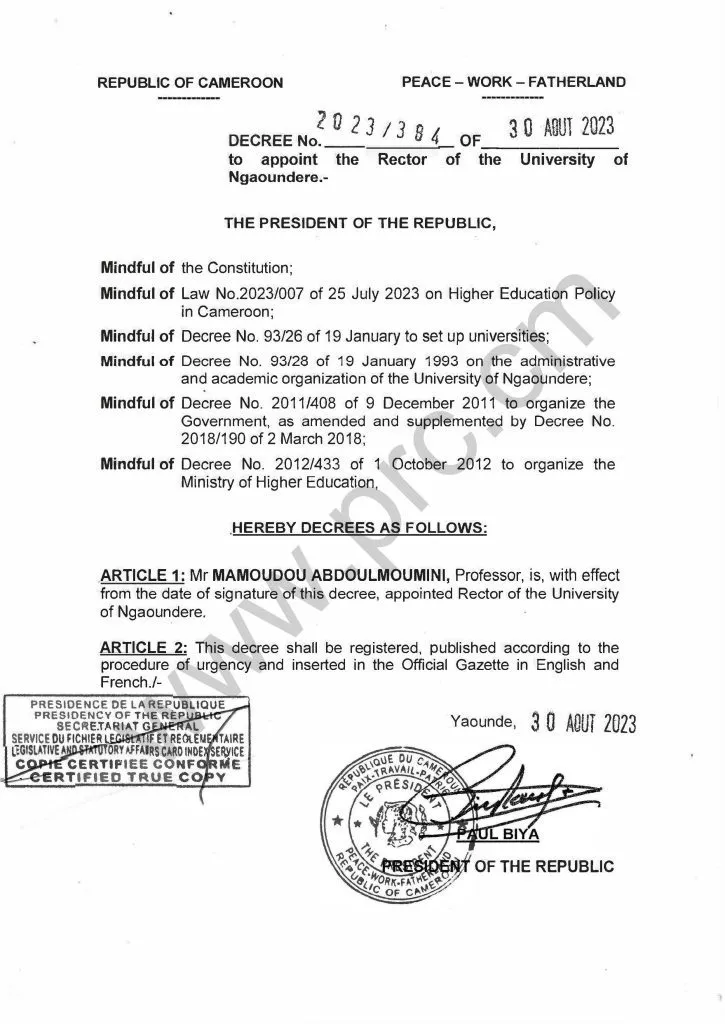 Biya Decree