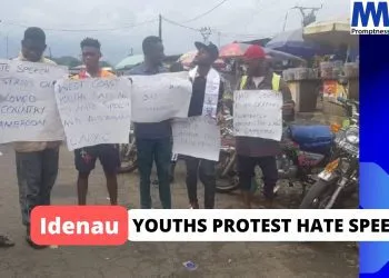 Idenau Youths protesting hate speech in Cameroon