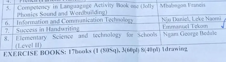 Text books Cameroon pupils