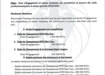 Salaries of league one players unveiled by FECAFOOT