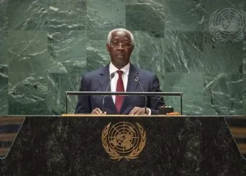 Prime Minister of Gabon, Raymond Ndong Sima address the UN general Assembly