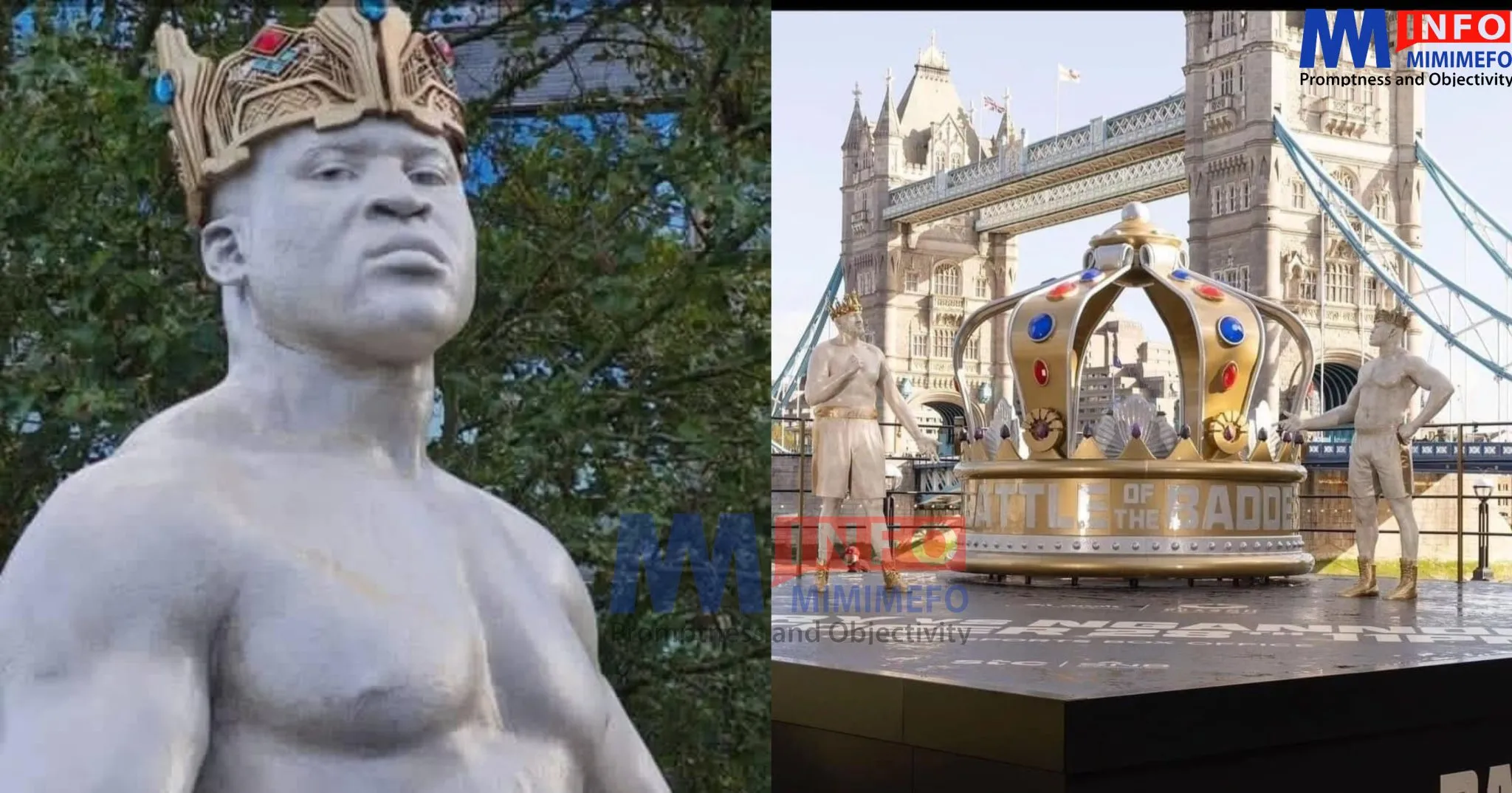 Ngannou And Tyson Statues Erected In London Tower Bridge 1 Scaled