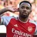 Gabriel Jesus celebrates his second half goal which set up Arsenal for victory