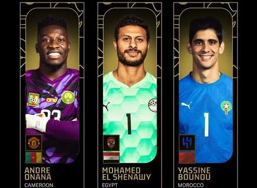 Andre Onana is among the top three for the goalkeeper of the year at the CAF Awards 2023
