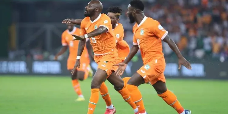 Seko Mohamed Fofana of Cote dIvoire celebrates goal with teammates during the 2023 Africa Cup of Nations match between Ivory Coast and Guinea Bissau at  Alassane Ouattara Stadium in Abidjan, Ivory Coast on 11 January 2024 ©Weam Mostafa/BackpagePix
