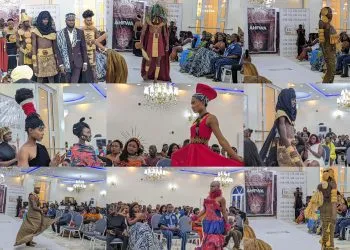African Heritage Fashion Week and Award (AHFWA), Buea, Cameroon, 2024. Hervé NgoméDesigns at the African Heritage Fashion Week and Award (AHFWA), Buea, Cameroon, 2024