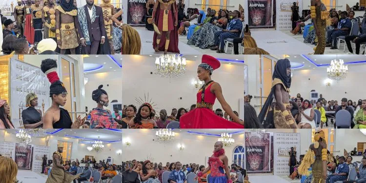 African Heritage Fashion Week and Award (AHFWA), Buea, Cameroon, 2024. Hervé NgoméDesigns at the African Heritage Fashion Week and Award (AHFWA), Buea, Cameroon, 2024