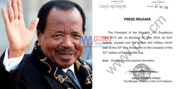 President Paul Biya to precide over May 20th celebrations