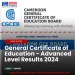 GCE Board Advanced Levels 2024