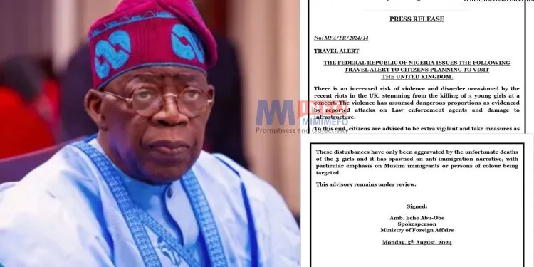 Nigeria issues travel alert for the UK