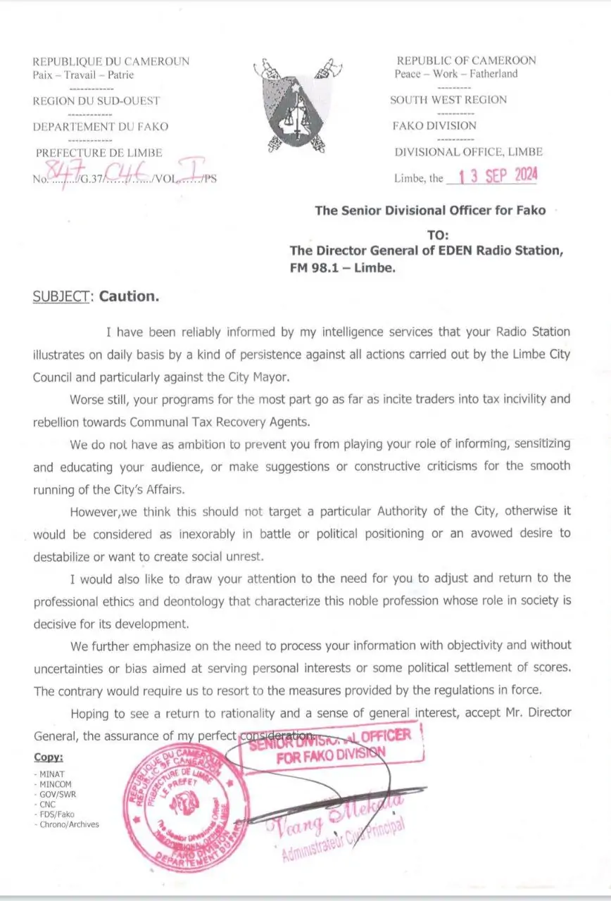 Fako SDO cautions Eden radio