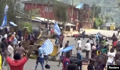 Some of the protesters had Ambazonia flags, signifiying their believe that the struggle was about independence