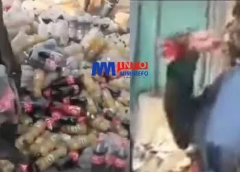 Bonaloka : Des camerounais se délectent des jus périmés jetés dans une poubelle