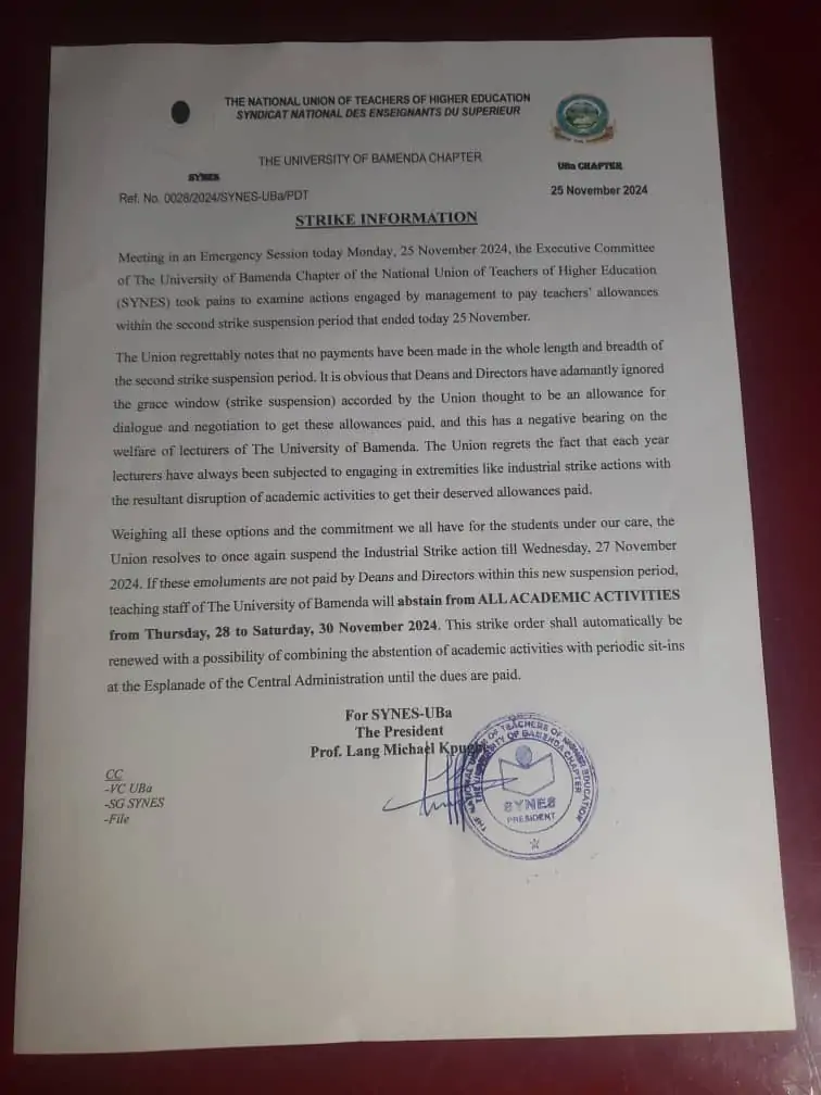 UBa Strike Action