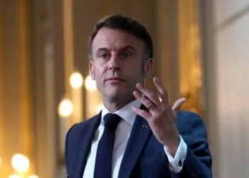 French President Emmanuel Macron delivers his speech to French ambassadors posted around the world, on January 6, 2025 at the Elysee Palace in Paris. (Photo by Aurelien Morissard / POOL / AFP)