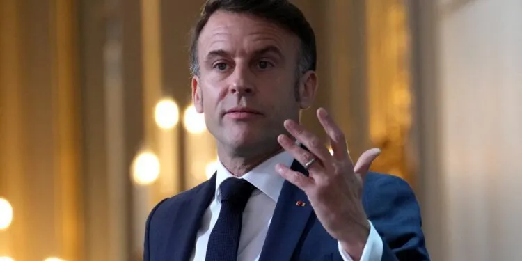 French President Emmanuel Macron delivers his speech to French ambassadors posted around the world, on January 6, 2025 at the Elysee Palace in Paris. (Photo by Aurelien Morissard / POOL / AFP)