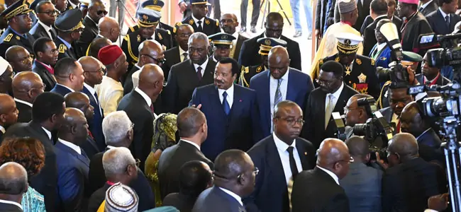 President Biya addresses the diplomatic corps during the New Year