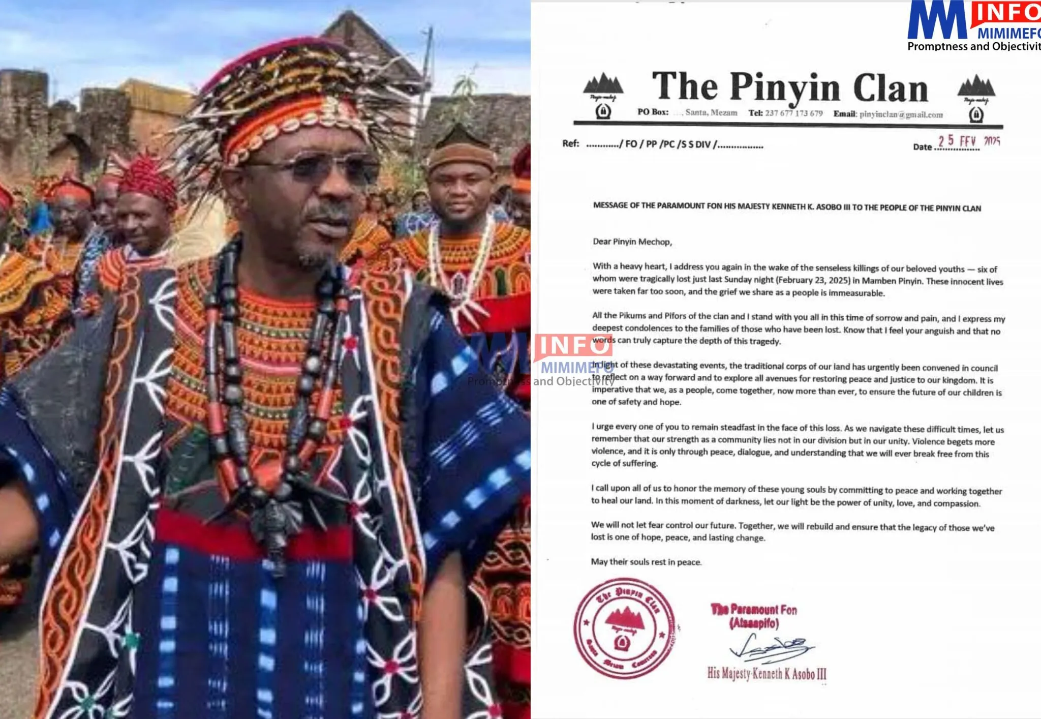 Fon of Pinyin calls for unity amid tragedy