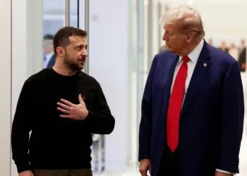 Trump and Zelenksyy during his first term in office
