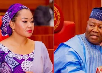 Senator Natasha Akpoti Uduaghan and Nigerian Senate President Akpabio